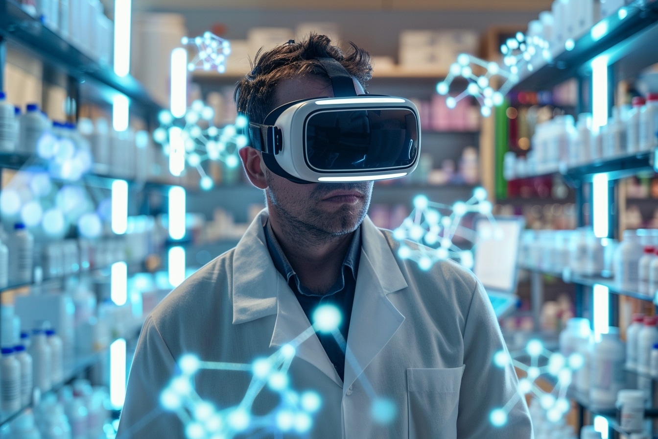 Comment la technologie de la réalité virtuelle est-elle utilisée dans l’éducation et la formation en pharmacie ?