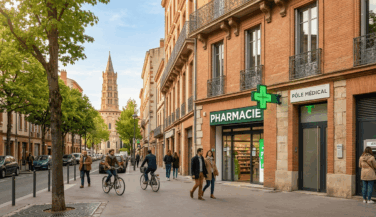 photographie photoréaliste d'une pharmacie à vendre à Toulouse