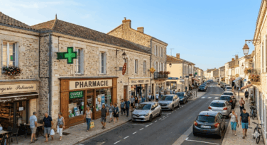 Pharmacie seule au bourg, ZRR.